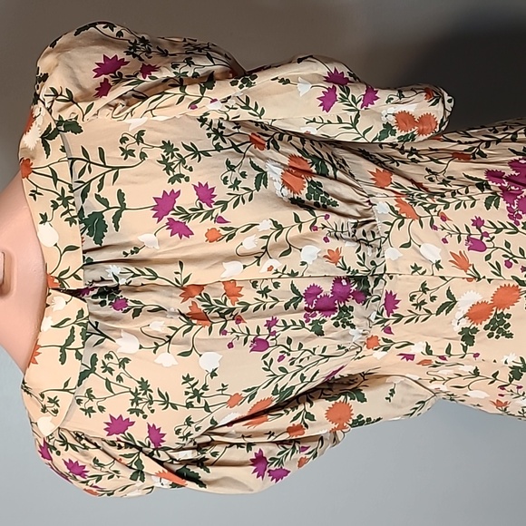 La Ligne Silk Floral Midi Dress Size 0 Empire Waist Cottage Parisian Luxury - Picture 9 of 14